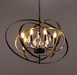 Wellmet Ring-Circle Black Gold Crystal Chandelier, 6-Light Crystal Pendant Light for Dining Room, 31'' Black Chandelier for Living Room, Bedroom, Kitchen, Hallway, Entryway, Foyer, Corridor