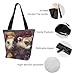 HTTUP French Fashion Model Ferrets Print Lightweight Summer Shoulder Bag Travel Beach Work Casual Use Functional Pockets