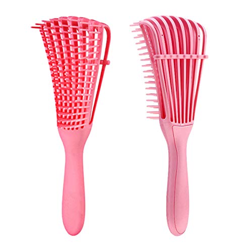 ICOUVA Entwirrbürste, Entwirrungsbürste für schwarzes, natürliches Haar zum Entwirren von Haaren, strukturiert 3 A bis 4 C für nasses/trockenes/langes, dickes lockiges Haar (Pink) Cover