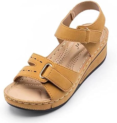 Sandalias cómodas de tacón bajo para mujer, sandalias con correas ajustables y soporte de arco, sandalias casuales de estilo romano para caminar.