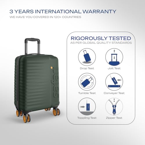 Image of Safari Cabin Insignia 8 Wheels 55cm Size Trolley Bag, TSA Lock, Hard Case Polycarbonate, 360º Wheeling Carry-on Luggage, Travel Bag, Suitcase for Travel, Trolley Bags for Travel, Deep Forrest