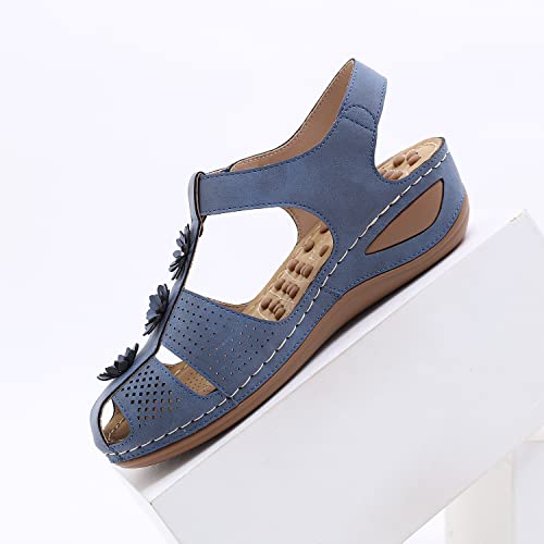 Ruiatoo Wedge Sandals for Women Closed Toe Comfortable with Massage Function Outdoor Platform Sandals2