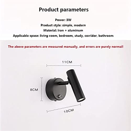 Lámpara ajustable de pared LED 3W con interruptor para lectura cómoda en la cabecera 7