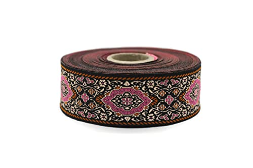 11 Yard Spool 1.37 Inches Wide Pink Medieval Jacquard Ribbon Sewing Trim Upholstery Fabric 35589 #TOP1