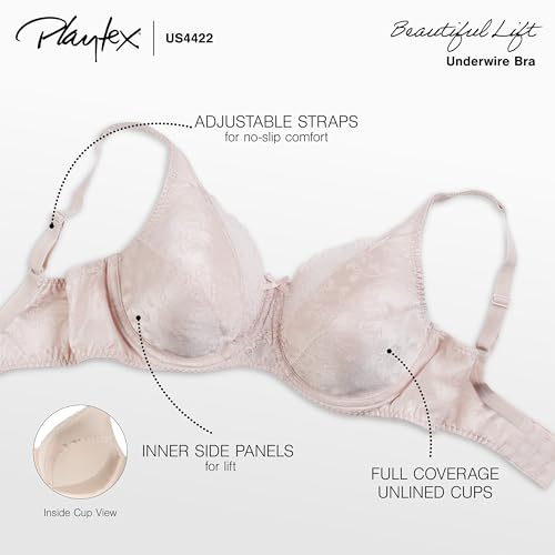Playtex Women's Secrets Underwire Bra 4422, Lifts & Supports Full Coverage Bra, Full Figure Bra - Image 5