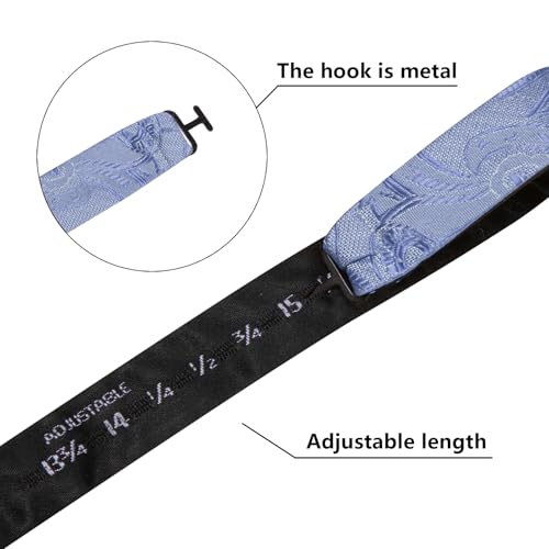 Image of Dubulle Self Tie Bow Ties and Lapel Pin for Men Paisley Solid Mens Bowtie and Handkerchief Cufflinks Set Wedding