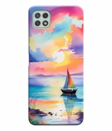 Image of Printed Hard Back Case Cover & Compatible for Samsung Galaxy A22 5G | Vector Ship Nature Art (Multicolor) - D1209