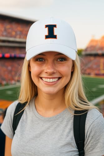 Gorra deportiva universitaria Illinois Illini blanca ajustable miniatura 3