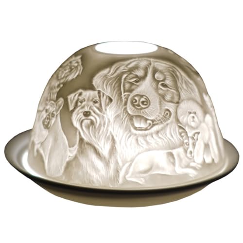 Cello Porzellan Teelichthalter Kuppel - Design für Hundeliebhaber mit 3D-Projektionsbild und Nachricht, duftend, unparfümiert, LED-Kerzenwachswärmer, Geschenk für Mama und Papa, Ornament für