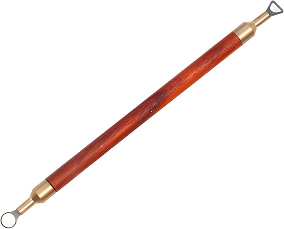 Pottery Trimming Tool, Clay Sculpting Tools Tungsten Steel Cutter Head African Coralwood Ribbon Cutter Pottery Trimming Tool Mud Tool Clay Pottery Modelling Carving Tool (Double-Head Small)