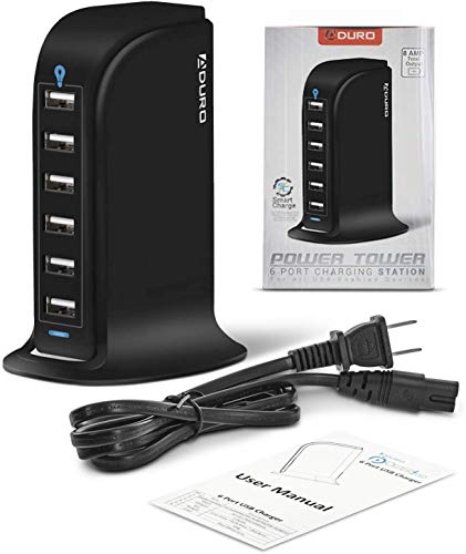 Aduro 40W 6-Port Usb Desktop Charging Station Hub Wall Charger For Iphone Ipad Tablets Smartphones With Smart Flow (Black) #TOP5