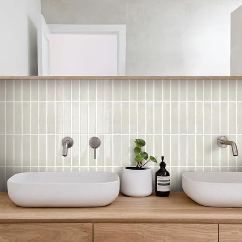 Miniatura 7 de Comstickc Azulejos Adhesivos Cocina Beige, 10 Piezas 30.5 X 30.5 Cm, Azulejos Autoadhesivos 3d, Baldosas Adhesivas De Vinilo Para Salpicadero En Cocina Y Baño, Impermeables, Extraíble