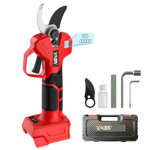 YAWV Electric Pruning Shears for Milwaukee M18 Battery Portable Cordless Pruning Shears with LCD DisplaySK5 Blades Adjustable Cutting Diameter 0.8-1.2 Inch for Gardening Tree Pruning(Tool Only)