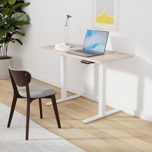 Image of FEZIBO Electric Standing Desk, 48 x 24 Inches Height Adjustable Stand up Desk, Sit Stand Home Office Desk, Computer Desk, Maple