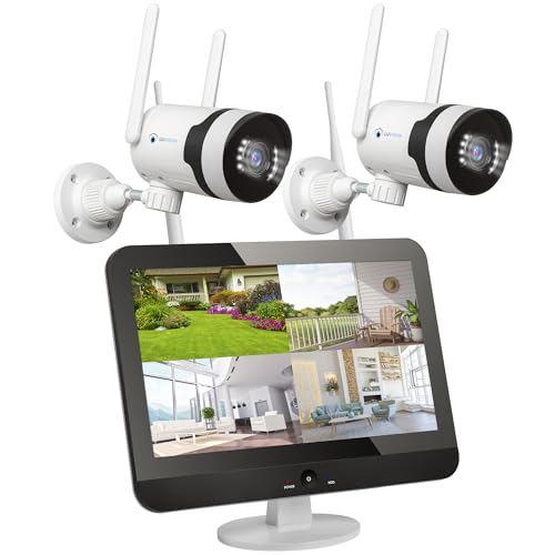 【5MP+PTZ+PC Software】 LUVISION DUAL WLAN Überwachungssystem Aussen mit Monitor 10 Kanal Überwachungskamera Set NVR, WiFi IP Kamera Set, Nachtsicht in Farbe, 2-Wege Audio, Mikrofon, App, Alarm, Sirene