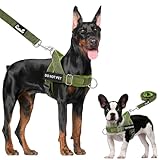 Lukovee No Pull Dog Harness & Leash Set - Heavy Duty Dog Vest Harness with Soft Padded for Medium Large Dogs, Adjustable Reflective Tactical Pet Harness for Easy Walk and Training (M, Green)