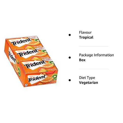 Image of Trident Tropical Twist Sugar Free Mint, 14 Sticks - Pack of 12