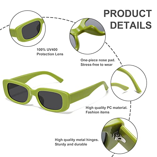 Image of JASPIN Rectangle Sunglasses for Women Men Trendy Y2k Retro 90s Sun Glasses UV Protection Cool Square Frame