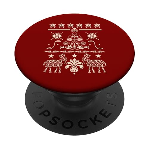 Vintage Christmas Yule Goat Retro Aesthetic Ugly Sweater PopSockets Swappable PopGrip, Black