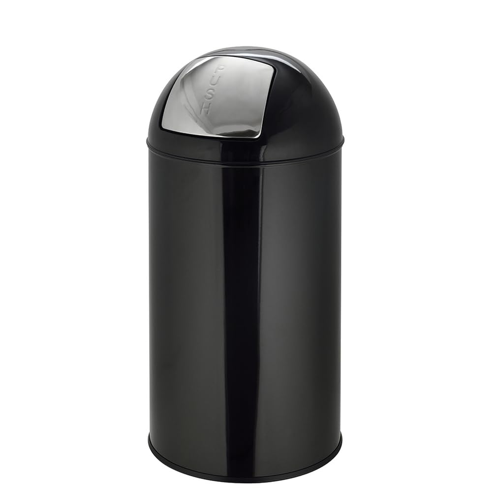 hjh OFFICE 741008 Poubelle XXL PUSH 50L noir Collecteur de déchets rétro avec clapet à poussoir