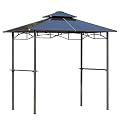 Outsunny 8' x 5' Barbecue Grill Gazebo Tent, Outdoor BBQ Canopy with Side Shelves, and Double Layer PC Roof, Brown