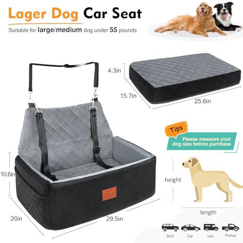 Dog Car Seat for Large Medium Dog,Washable Pet Car Seat for Dogs Under 55 lbs or 2 Small Dogs,Multi-functional Dog Booster Seat with Thick Cushion,2 Safety Leashes Dog Sofa Cushion & Travel Dog Bed Dog Car Seat for Large Medium Dog,Washable Pet Car Seat for Dogs Under 55 lbs or 2 Small Dogs,Multi-functional Dog Booster Seat with Thick Cushion,2 Safety Leashes Dog Sofa Cushion & Travel Dog Bed