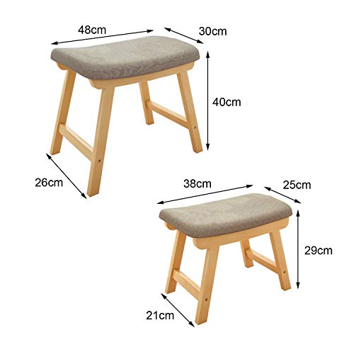 Taburete de madera maciza para dormitorio y tocador con funda lavable 3