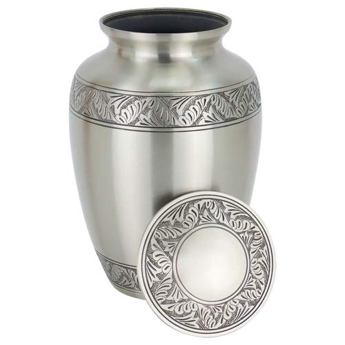 Classic Laurel Pewter Brass Cremation Urn For Ashes - Extra Large, Brass, Gray Companion Urn, Extra Large Adult Sized Cremation Urn, 11.625 Inches High #TOP2
