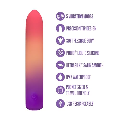 Blush – Play with Me – Sunset Passion 6 Inch Bullet Pocket Vibrator – Nipple & Clitoral Pleasure – Platinum-Cured Liquid Silicone – USB Rechargeable & Waterproof–Adult Sex Toy for Women–in Multicolor - Image 3