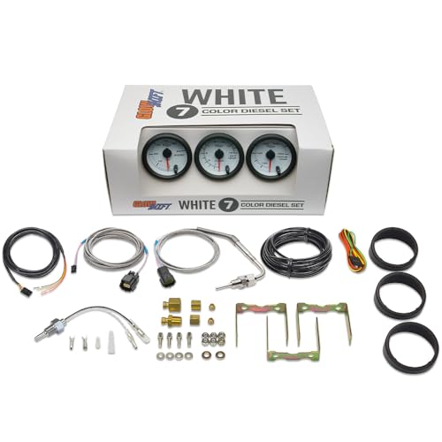 GlowShift 7 Color Diesel Truck Gauge Kit (3-Gauge Set)