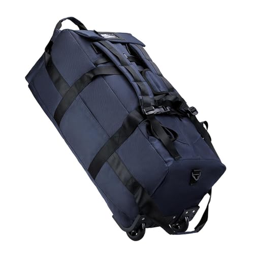 Duffel Bag with Wheels Luggage Heavy Duty Foldable Trolley Bag Suitcase for Outdoor Camping Business Trip Traveling Men Women, Blue