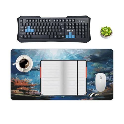 Blue Ocean Underwater Fish Mouse Pad grande antideslizante miniatura 4