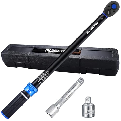PUIBERS Torque wrench Set 1/2 drive,1/2 Torque Wrenches 10-170 FT.LB/13.6-230.5 Nm,±3% Precision Wrench with 1/2'' to 3/8'' Socket Adapter, 5 Inch Extension Bar for Car and Moto Maintenance by PUIBERS - Used condition - US$27.58