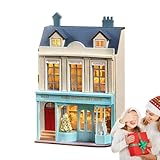 DIY-Miniaturhaus-Bausatz – aufklappbares Puppenhaus aus Holz, LED-Möbelbausatz | Perfekt für Familie, Freunde, Kinder, Teenager, Basteln, Hobby, Geschenk, Geburtstag, Urlaub, Raumdekoration, kreative