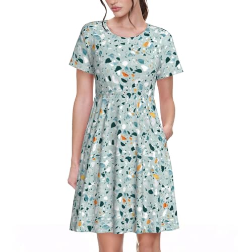 Robe d'été décontractée anti-chaleur légère pour femme motif marbre pastel