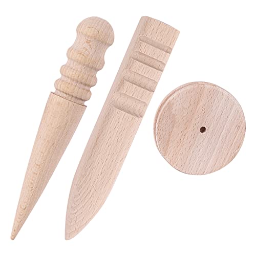 Leder Rand Slicker Burnisher, 3 Stücke Lederkanten Polieren Kit, 3-in-1 Lederkanten Polieren und Polierwerkzeug Leder Werkzeug Set für DIY Lederhandwerk Arbeiten Handwerkzeug(Runde+Runde+Flache)