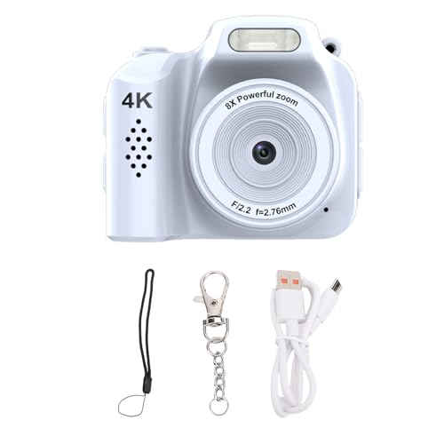 Image of banapoy Small Digital Camera, 4K HD 64MP Compact CCD Vlog Camera with LED Fill Light and 19 Retro Filters, for Students Travel Outdoor Photography (White)