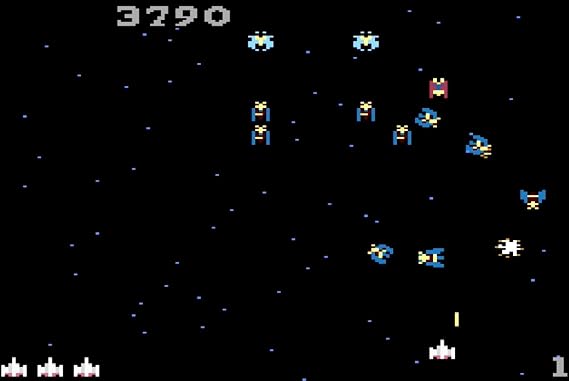 GALAGA (compatible with Atari 2600+, Atari 7800+ and Atari 7800 video game systems)