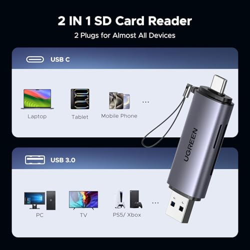 UGREEN 2 in 1 SD Card Reader USB C and USB 3.0 Micro SD Memory Card Adapter for SDHC SDXC MMC UHS I, Compatible with iPhone 15, MacBook Pro, iPad, Galaxy S22, Tab 7, XPS 13 15 by UGREEN - Image 8