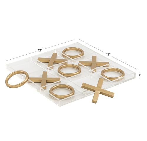 Deco 79 Metal Tic Tac Toe Game Set con piezas doradas, 12" x 1" x 12", Dorado miniatura 6