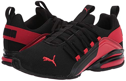 Image of PUMA mens Axelion Running Shoe, Black /High Risk Red, 13 Wide US