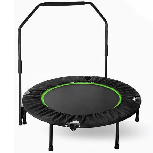 LIFERUN Fitness Trampoline Indoor Ø101 cm, capacidad de carga 150 kg, reboteador de entrenamiento, con 3 niveles de agarre ajustables, mini trampolín para adultos, color verde