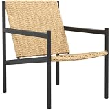 Outsunny Silla de Ratán de Jardín Individual Sillón Exterior Natural