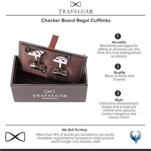 Mancuernillas Trafalgar con diseño de tablero a cuadros miniatura 2