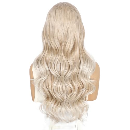 Sapphirewigs Lace Front Wig Synthetic Ombre Blonde 13x4 Body Wave Synthetic Lace Front Wigs Party Date Daily Wear Christmas Natural Looking 26 inch - Image 3