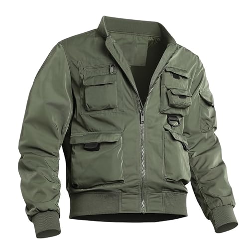 Veste été homme grande taille rétro blouson baseball multipoche léger