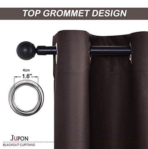 Image of JUPON Kitchen Blackout Curtain Pack of 1 Piece with 3 Layers Weaving Technology & Solid Grommet Pattern /Thermal Insulated Draperies Energy Saving (W 44 inch x 36 inch L) Brown