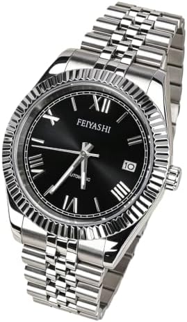 FEIYASHI Men's Datejust Mechanical Watch,Luminous Dial,Date Window,Waterproof Watch,White:40mm - 1