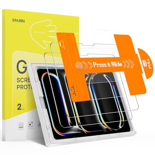 SPARIN 2 Stück Panzer Schutz Glas für iPad Pro 13 Zoll M5 2025/ M4 2024 Schutzfolie, Auto-Installation, Präzise Ausrichtung, Bläschenfrei, 9H Härte Foile, HD-Klar