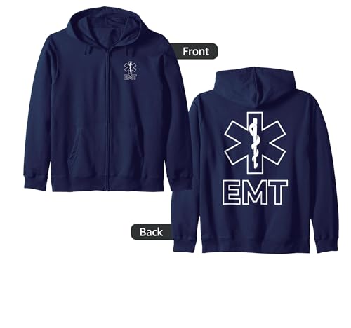 STAR OF LIFE EMT EMS Zip Hoodie